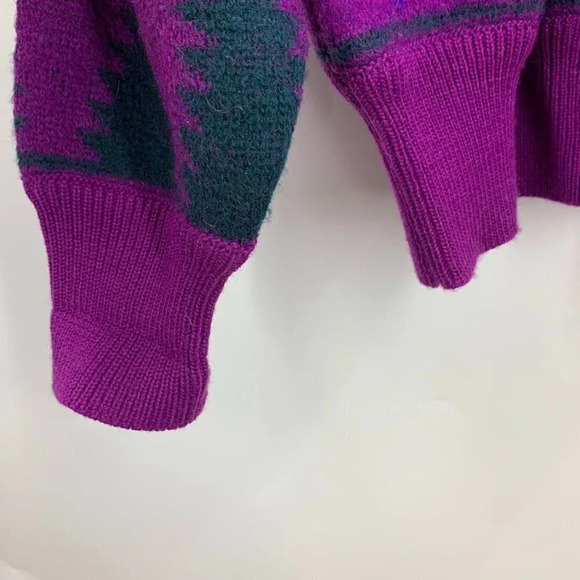 EIR‎ Vintage Vintage Boiled Wool Geometric Crew Neck Long Sleeve Sweater Size M - Picture 5 of 13